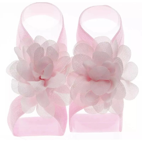 Bling Baby Other - Baby Chiffon Botique Flower Barefoot Sandals